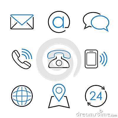 Contacts simple vector icon set Vector Illustration