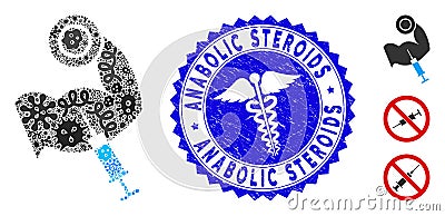 Contagious Collage Anabolic Steroids Icon with Doctor Distress Anabolic Steroids Seal Vector Illustration