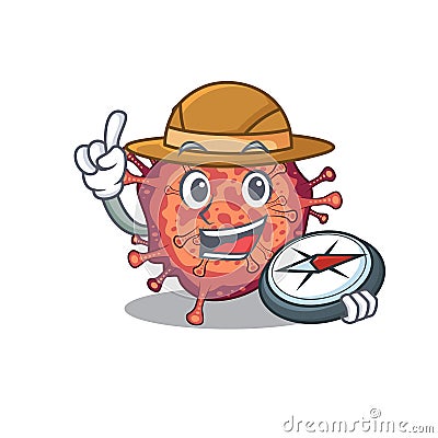 Contagious corona virus an experienced explorer with a compass Vector Illustration