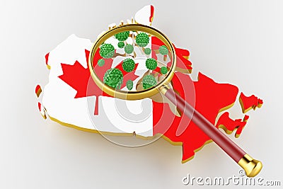 Contagious HIV AIDS, Flur or Coronavirus with Canada map. 3D rendering Stock Photo