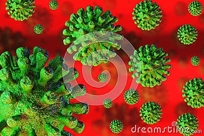 Contagious HIV AIDS, Flur or Coronavirus. 3D rendering Stock Photo