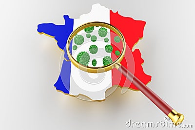 Contagious HIV AIDS, Flur or Coronavirus with France map. 3D rendering Stock Photo