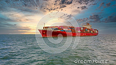 Container cargo ship, Freight shipping maritime vessel., Global business import export commerce trade logistic and transportation Editorial Stock Photo