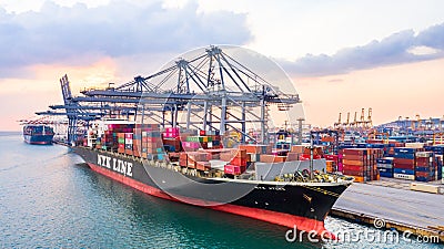 Container cargo ship, Global business import export commerce trade logistic and transportation worldwide by container cargo ship Editorial Stock Photo