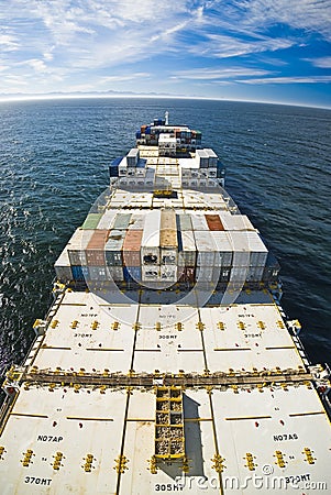 Container Cargo Ship underway Stock Photo