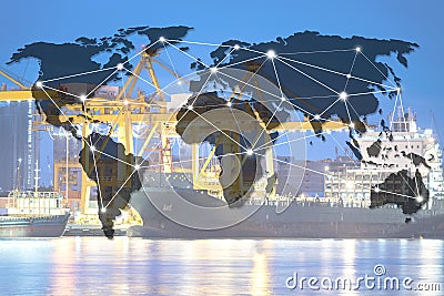 Container cargo ship world wide logistic oversea shipping. Stock Photo