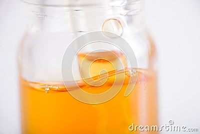 Container with CBD oil, cannabis live resin extraction isolated Stock Photo