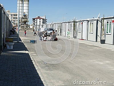 Container city built for peope displaced from the February earthquake, Adiyaman, Turkey Editorial Stock Photo