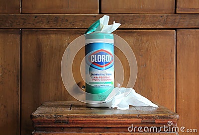 Container of Clorox Disinfecting Wipes With Wipes Editorial Stock Photo