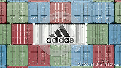 Container with Adidas Corporate Logo. Editorial 3D Animation Stock Video -  Video of logistics, import: 142583469