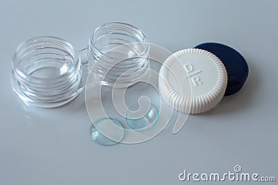 Container for contact lenses, lenses Stock Photo