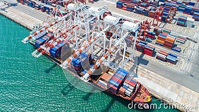 container,container ship in import export and business logistic,By crane,Trade Port , Shipping,cargo to Stock Photo