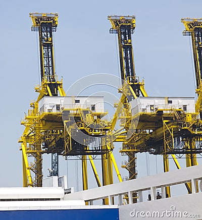 Container Cranes In A Port Or Dock Stock Photo