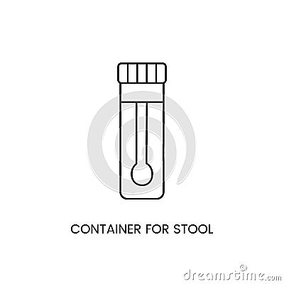 Container for fecal or stool analysis, container for biomaterial sampling, line icon in vector. Vector Illustration