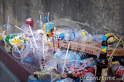 Container filled with garbage waste Editorial Stock Photo