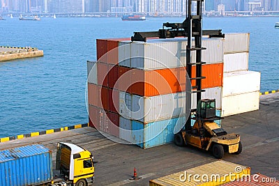 Container Forklift Stock Photo