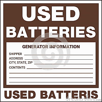 Container Hazardous Standard Label Marking Used Batteries Stock Photo