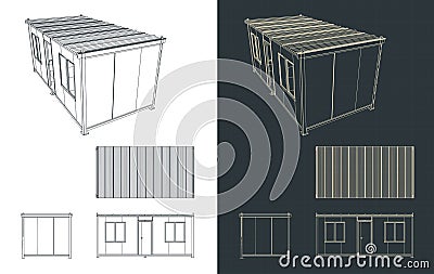 Container house blueprints Vector Illustration