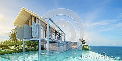 Container house with pool Stock Photo