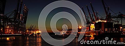 Container port at night Stock Photo