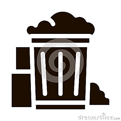 Container With Rubbish Trash Vector Icon Vector Illustration