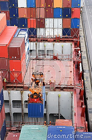 Container ship loading Stock Photo