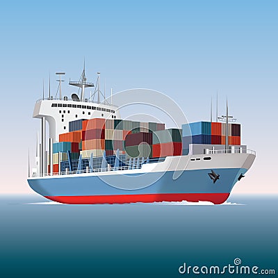 Container ship Vector Illustration