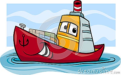 Container ship cartoon illustration Vector Illustration