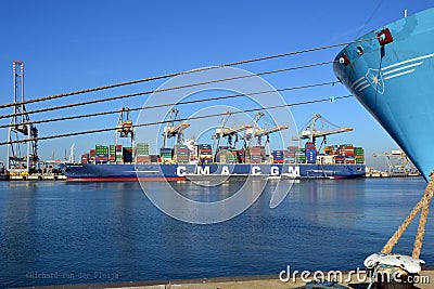 Container ship CMA CGM Magellan Editorial Stock Photo
