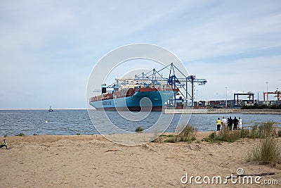 Container ship Maersk Mc-Kinney Moller in Gdansk Poland. Editorial Stock Photo