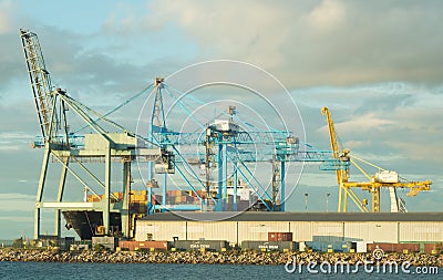 Container ship at Outer Harbour in South Australia Editorial Stock Photo