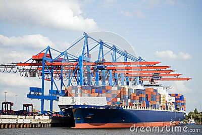 Container ship in port Stock Photo