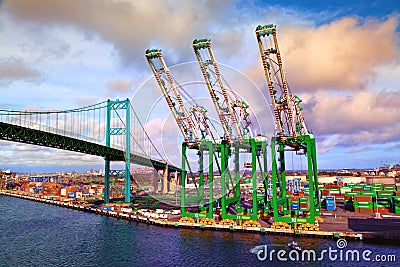 Container Ship - Port of Los Angeles Editorial Stock Photo