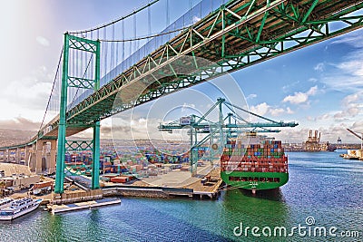 Container Ship - Port of Los Angeles Editorial Stock Photo