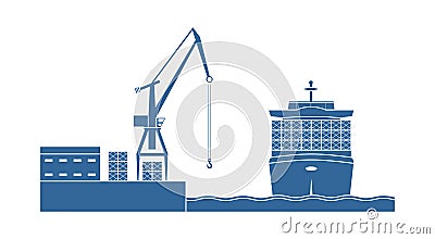 Container ship in the port Vector Illustration