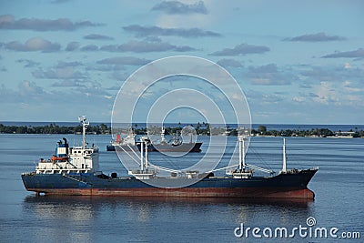 Container ships in the Lagoon Stock Photo