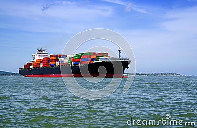 CARTAGENA, COLOMBIA - AUGUST 08, 2018: Big cargo ship loaded with many shipping containers Editorial Stock Photo