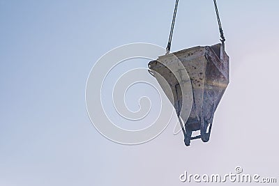 Container for supplying concrete mortar Stock Photo