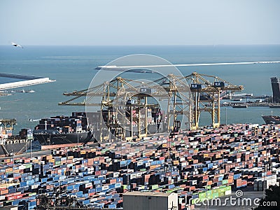 Container Terminal of barcelona Editorial Stock Photo