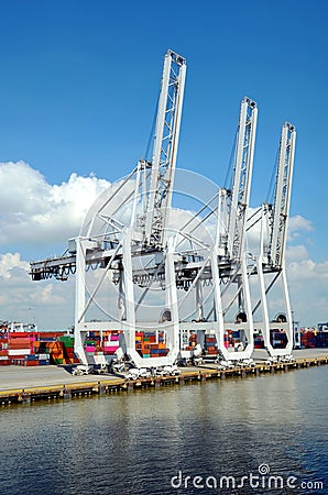 Container terminal in the port of Savannah, Georgia. Stock Photo
