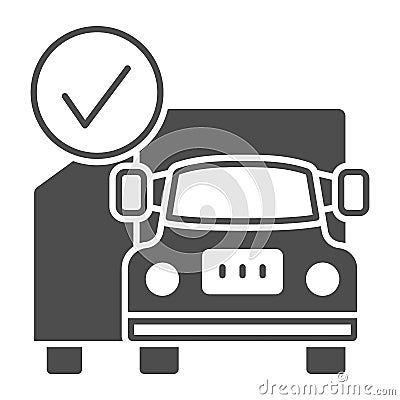 container truck, checkmark, cargo, delivery solid icon, transportation concept, lorry vector sign on white background Vector Illustration