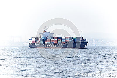 Container truck Hanjin Port Adelaide Editorial Stock Photo