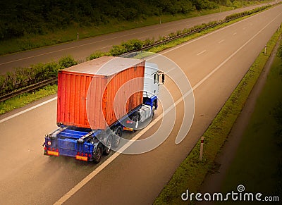 The container truck. Stock Photo