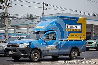 Container truck of Inter Express Logistics Transportation company Editorial Stock Photo