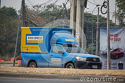 Container truck of Inter Express Logistics Transportation company Editorial Stock Photo