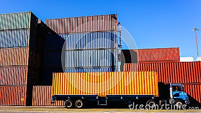 Container and Truck in the Port Stock Photo