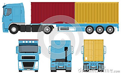 Container Truck Set Vector Illustration