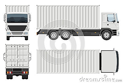 Container truck vector template side, front, back, top view Vector Illustration
