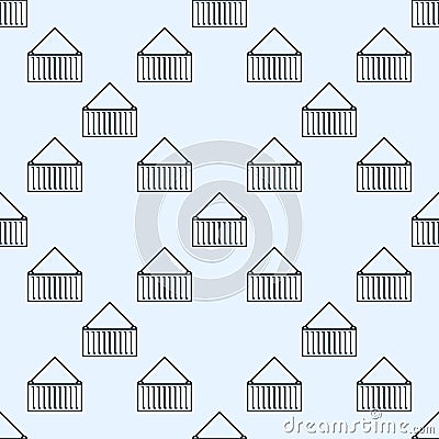 Container vector minimal seamless pattern in line style Vector Illustration