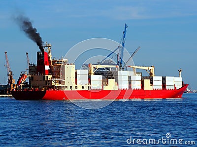 Exhaust Smoke Emissions From Ship Stock Photo